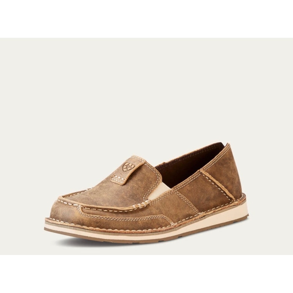 Ariat Spitfire Mens 11D Brown Leather Moc Toe Slip On Loafers